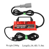 48V 15A Golf Cart Charger for Club Car 3-Pin Round Plug Lead Acid Battery