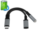 USB C to 3.5Mm Headphone and Charger Adapter,Type C 2 In-1 Dongle Cable with PD