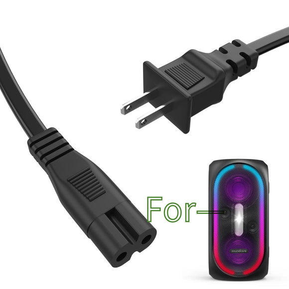 2-Prong AC Power Cord for Anker Soundcore A3391 Rave Portable Party Speaker