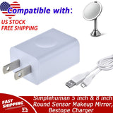 Charger For Simplehuman 5 inch & 8 inch Round Sensor Makeup Mirror, Bestope