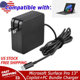 65W USB-C AC Adapter Charger For Microsoft Surface Pro 13"Copilot+PC Bundle