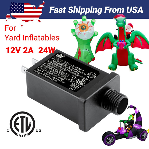 Replacement Yard Inflatable Adapter 12V 2A for Halloween Christmas Blow Ups