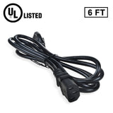 UL 6ft AC Power Cord For ASUS VS248H-P VY249HF VA249HE VY249HE-W LCD LED Monitor