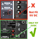 5V Power Adapter for QFX PBX-800TWS PBX-808TWS 8-Inch TWS Bluetooth Speaker