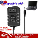 AC Adapter Charger For ONN 100009768 11" Portable DVD Player Power Supply Cord