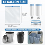 13 Gallon 1.6 Mil 60 Counts Strong Trash Bags, for Home Office Kitchen, White