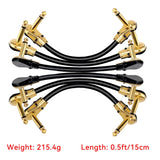 Guitar Patch Cables Right Angle 6 Inch 1/4 Instrument Cables for Effect Pedals