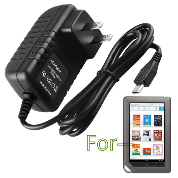Wall Charger Adapter for Barnes & Noble Nook BNRV200 BNRV200A Tablet E-Reader