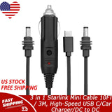 3 in 1 Starlink Mini Cable 10FT/ 3M, High-Speed USB C/Car Charger/DC to DC