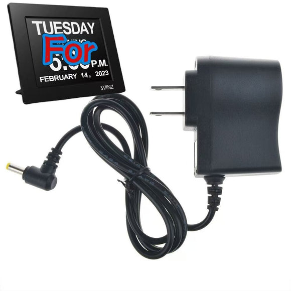 5V AC Adapter For Svinz SDC008 SDC008W Digital Alarm Dementia Calendar Day Clock