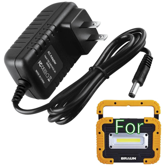 12V Charger for Braun 64078 1500 Lumen Rechargeable LED Work Light Cord
