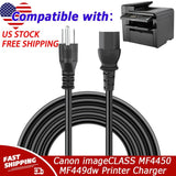 UL 6ft AC Power Cord For Canon imageCLASS MF4450 MF445dw MF448dw MF449dw Printer
