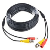 65FT BNC Cable Security Camera Wire Cord with BNC Connectors & RCA Adapter Black