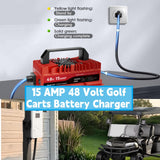 15A 48V Golf Carts Charger for Club Car 3-Pin Round Plug for Lead Acid Battery