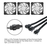 AbleGrid 2pcs 4 Pin 1 to 3 Way PWM Case PC Fan Splitter Cable Hub Power Adapter