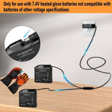 7.4V Lithium Polymer Batteries, DC Dual Charger for Heated Gloves Mittens