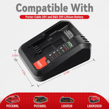 20V Fast Charger for Porter-Cable PCC680L PCC681L PCC685L Lithium Battery