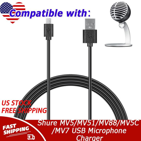 USB Cable Cord Wire Compatible for Shure MV5/MV51/MV88/MV5C/MV7 USB Microphone