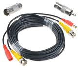 65FT BNC Cable Security Camera Wire Cord with BNC Connectors & RCA Adapter Black