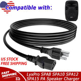 UL 6ft AC IN Power Cord For LyxPro SPA8 SPA10 SPA12 SPA15 Portable PA Speaker