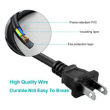 8ft 2-Prong Square AC Power Cable Lead for Korg Concert DP-3000C Digital Piano
