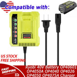 Charger For Ryobi 40V Battery OP40601 OP4050A OP4040 OP4026 OP4050 OP4075A