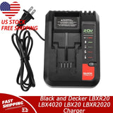 2A Fast Charger for Black and Decker LBXR20 LBX4020 LBX20 LBXR2020