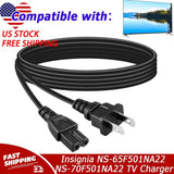 AC Power Cord Cable For Insignia NS-65F501NA22 NS-70F501NA22 NS-70DF710NA21 TV