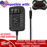 12V AC Charger For Zyllion Back Neck Shiatsu Massager Pillow,Mo Cuishle,Papillon
