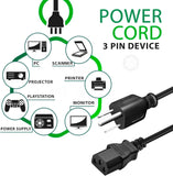 5ft AC Power Cord Cable for PG-1500 Smokeless Electric Grill 3-Prong Wire Lead