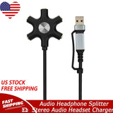 5-Jack 3.5 mm Audio Headphone Splitter Stereo Audio Headset Adapter