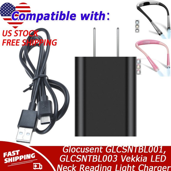 USB Charger for Glocusent GLCSNTBL001,GLCSNTBL003 Vekkia LED Neck Reading Light
