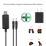 8.4V DC Dual Battery Charger for Heated Gloves Socks Jacket Batteries USB 2-Head