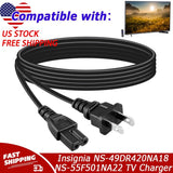 AC Power Cord Cable For Insignia NS-49DR420NA18 NS-55F501NA22 NS-58DF620NA20 TV