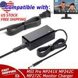 AC Adapter For MSI Pro MP241X MP242C MP272C MP251 Monitor Charger Power Cord 12V