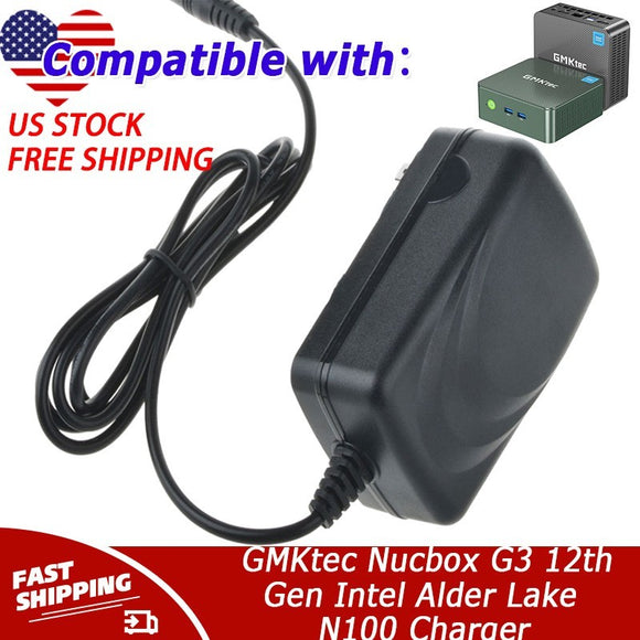 12V AC Charger for GMKtec Nucbox G3 12th Gen Intel Alder Lake N100