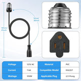 (2 Pcs) 3 Outlet Adapter For E26/E27 Bulb for Indoor Outdoor Porch Garage Patio