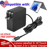 65W USB-C AC Adapter Charger For Lenovo ideaPad 5i 16"Touchscreen 2-in-1 laptop