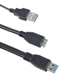 3-Pack USB 3.0 Micro Y Cable,Super Speed USB 3.0 A Male to Micro B Charger Cable