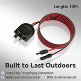 10FT Solar Extension Cable 10AWG Waterproof Entry Gland for RV Boat Camper