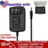 5V 3A Adapter for Crosley Cruiser Plus Portable Turntable CR8005F-GA CR8005F-WO