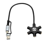 5-Jack 3.5 mm Audio Headphone Splitter Stereo Audio Headset Adapter