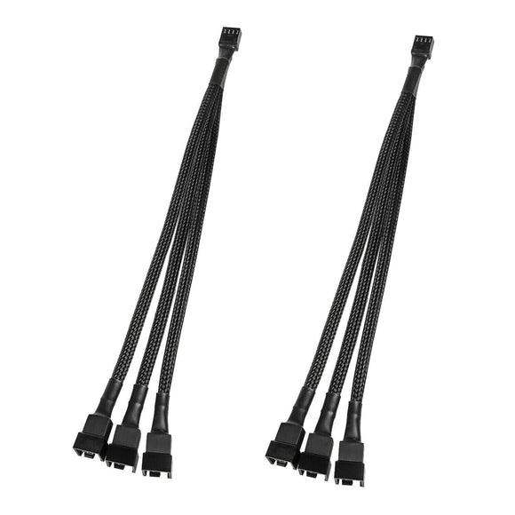 AbleGrid 2pcs 4 Pin 1 to 3 Way PWM Case PC Fan Splitter Cable Hub Power Adapter