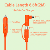 DC 8mm Car Charger Cable 14AWG 12V/24V for Jackery Explorer 1000 Plus/Pro/1000