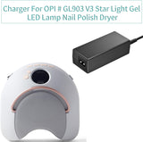 12V AC/DC Adapter Compatible with OPI GL903 V3 GL903V3 GL903-US 3.0 GL 903 Professional Star Light Gel LED Corded Lamp Nail Polish Dryer GL803 803 O.P.I OPl 12VDC 3A Charger