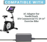 AC/DC Adapter Compatible with NordicTrack VU 29 NTEX12921 NTEX12921.1 NTEX12921.2 NTEX12921-INT INT.0 VU29 14" HD iFit Commercial Exercise Bike Nordic Track Power Supply Cord Battery Charger