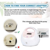 PwrON 12V AC Adapter Power Cord Charger for Spectra Electric Breast Pump S1 / S2 / SPS100 / SPS200 / 9 Plus Charging Cord, 6.6FT